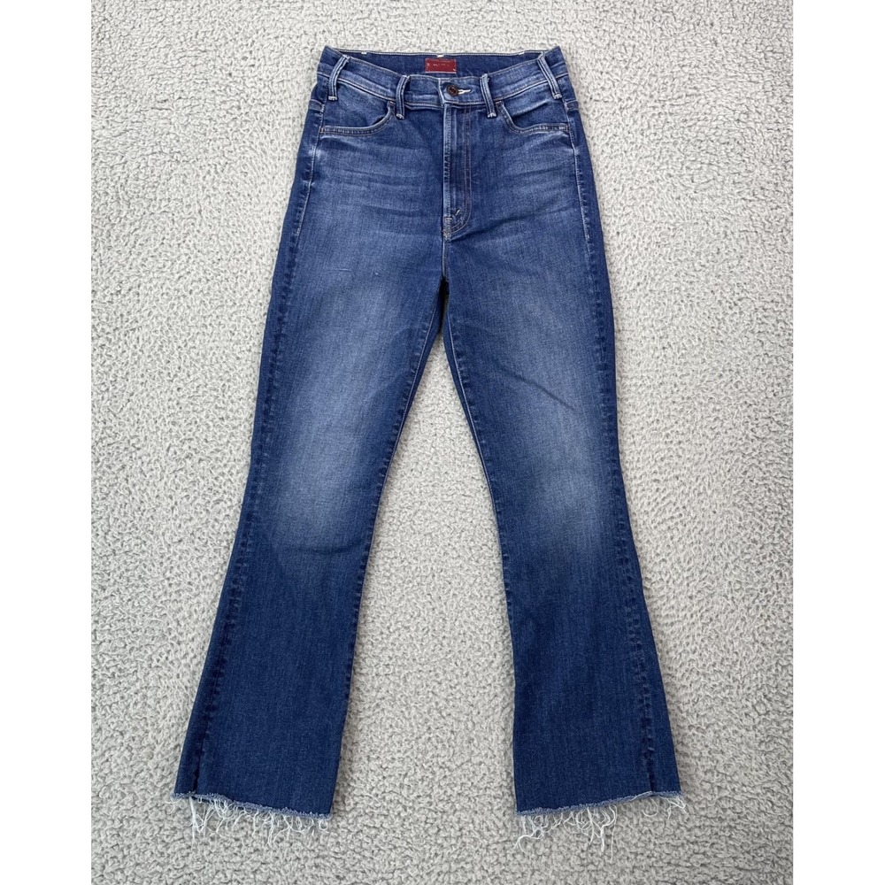 Mother Womens 25 The Hustler Ankle Fray Jeans Night Clubbing Blue Denim USA